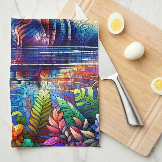 Colorful Hippo  キッチンタオル (四つ折り)