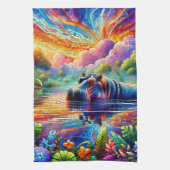 Colorful Hippo  キッチンタオル (縦)