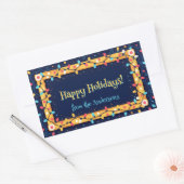 Colorful Holiday Twinkle String Lights Christmas 長方形シール (封筒)