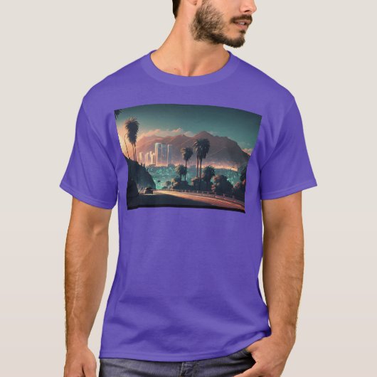 Colorful Hollywood Hills Vibrant Urban Landscape f Tシャツ (正面)