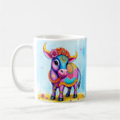 Colorful Holy Diwali Cows in Festive Disguises コーヒーマグカップ (左)