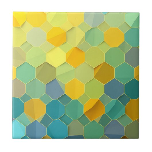 Colorful Honeycomb Geometric Pattern タイル (正面)
