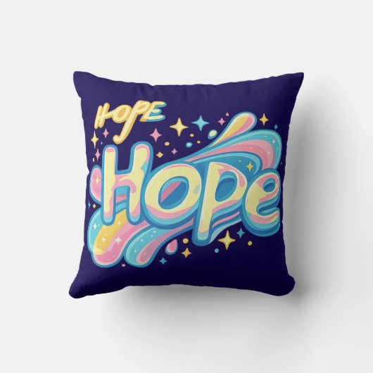 Colorful Hope Graffiti - Y2K Sparkle Aesthetic クッション (裏面)