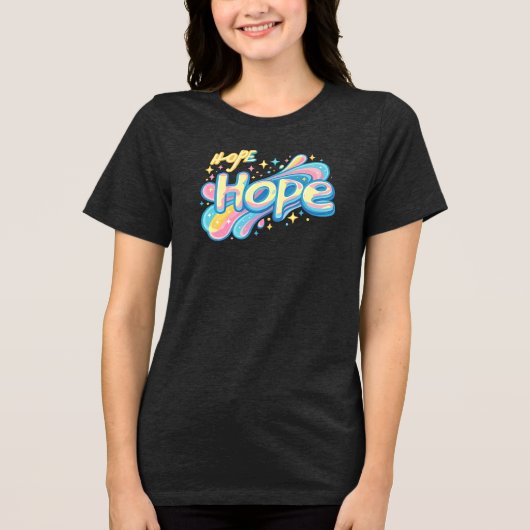 Colorful Hope Graffiti - Y2K Sparkle Aesthetic トライブレンドＴシャツ (正面)