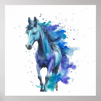 Colorful Horse Watercolor Art – Spirit Animal Art ポスター