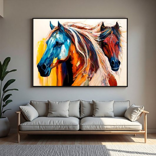 Colorful Horses Vibrant Art キャンバスプリント