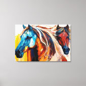 Colorful Horses Vibrant Art キャンバスプリント (正面)