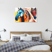 Colorful Horses Vibrant Art キャンバスプリント (インサイチュ (寝室))