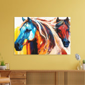 Colorful Horses Vibrant Art キャンバスプリント (インサイチュ (リビング))