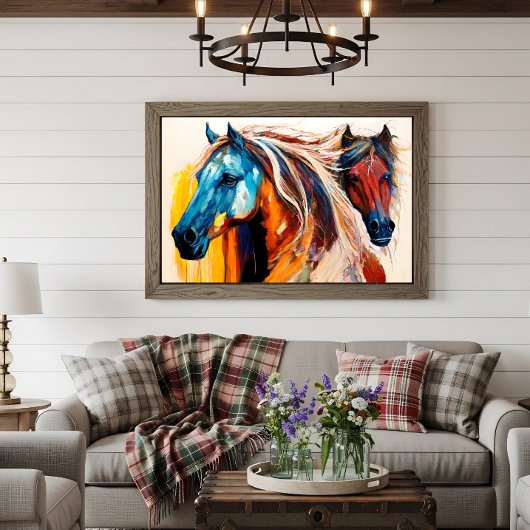 Colorful Horses Vibrant Art ポスター