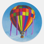 Colorful Hot Air Balloon Classic Round Sticker ラウンドシール (正面)