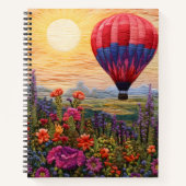 Colorful Hot Air Balloon Wildflower sunset ノートブック (正面)