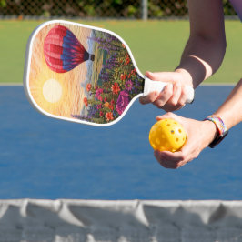 Colorful Hot Air Balloon Wildflower sunset ピックルボールラケット