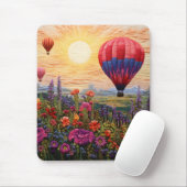 Colorful Hot Air Balloon Wildflower sunset マウスパッド (マウス)