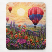 Colorful Hot Air Balloon Wildflower sunset マウスパッド (正面)