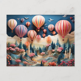 colorful hot air balloons paper layer art  ポストカード