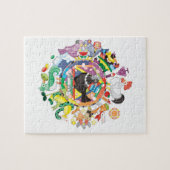colorful hue circle gradation with black and white ジグソーパズル (横)