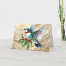 Colorful Hummingbird Christmas シーズンカード