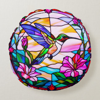 Colorful Hummingbird Decorative Round Cushion ラウンドクッション