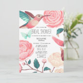 Colorful Hummingbird Floral Spring Bridal Shower 招待状 (スタンド正面)