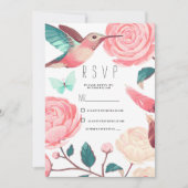 Colorful Hummingbird Floral Spring RSVP 招待状 (正面)