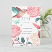 Colorful Hummingbird Floral Spring RSVP 招待状 (スタンド正面)