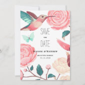 Colorful Hummingbird Floral Spring Save the Date 招待状 (正面)
