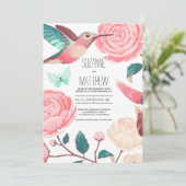 Colorful Hummingbird Floral Spring Wedding 招待状 (スタンド正面)