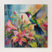 Colorful Hummingbird Modern Art ジグソーパズル (縦)