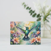 colorful hummingbird postcard ポストカード (スタンド正面)