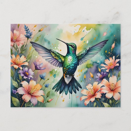 colorful hummingbird postcard ポストカード (正面)
