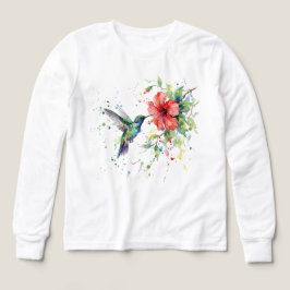 Colorful Hummingbird Watercolor Floral Nature Art