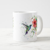 Colorful Hummingbird Watercolor Floral Nature Art ジャンボコーヒーマグカップ (正面右)