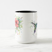 Colorful Hummingbird Watercolor Floral Nature Art マグカップ (中央)