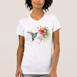 Colorful Hummingbird Watercolor Floral Nature Art Tシャツ