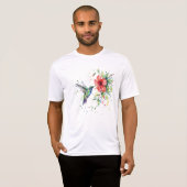 Colorful Hummingbird Watercolor Floral Nature Art Tシャツ (正面フル)