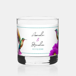 Colorful Hummingbirds Purple Daisies Wedding ウイスキーグラス