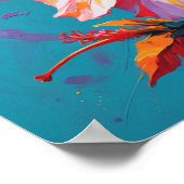 Colorful Hummingbirds with Tropical Flower Vibrant ポスター (角)