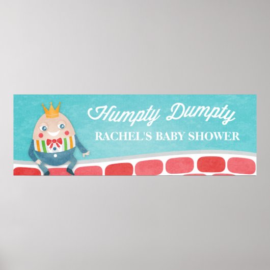 Colorful Humpty Dumpty Baby Shower Party Banner ポスター (正面)