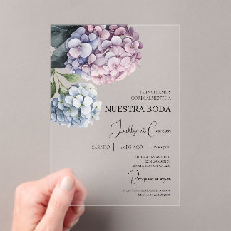 Colorful Hydrangea Spanish Wedding Invitation アクリル招待状
