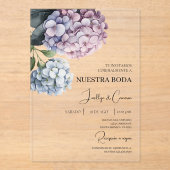 Colorful Hydrangea Spanish Wedding Invitation アクリル招待状 (正面)