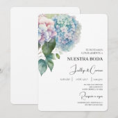 Colorful Hydrangea Spanish Wedding Invitation 招待状 (正面/裏面)