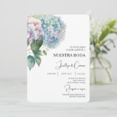 Colorful Hydrangea Spanish Wedding Invitation 招待状 (スタンド正面)