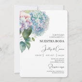 Colorful Hydrangea Spanish Wedding Invitation 招待状 (正面)