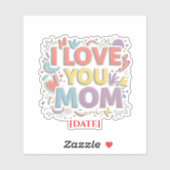Colorful I Love You Mom Sticker / Pegatina Mamá シール (シート)