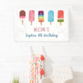 Colorful Ice Cream Birthday Party Sign Banner 横断幕 (インサイチュ)