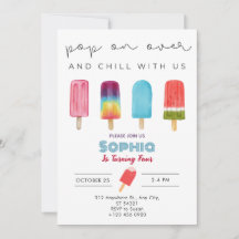 Colorful Ice Cream Four Birthday Party Invitation