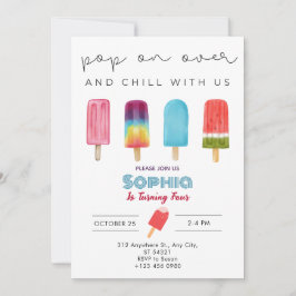 Colorful Ice Cream Four Birthday Party Invitation 招待状