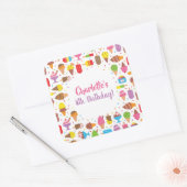 Colorful Ice Cream Pattern Birthday Party Stickers スクエアシール (封筒)