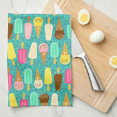 Colorful Ice Cream Pattern Summer  キッチンタオル (四つ折り)